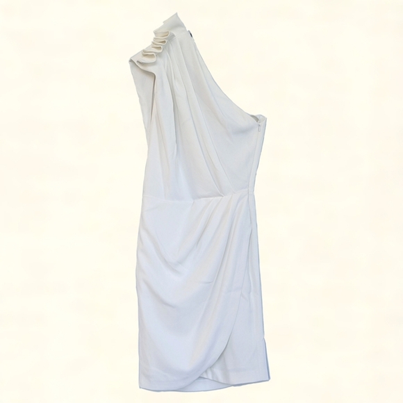 IRO Marine Draped One-shoulder Tulip Skirt Dress Pleated Cream (IRO 34 = US 2) - Picture 3 of 12